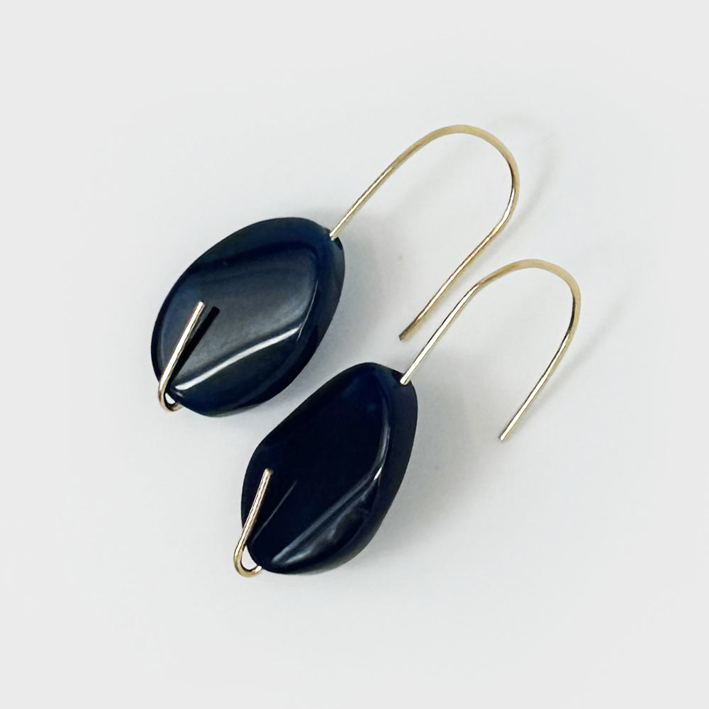 Midnight Blue| Gold Earrings