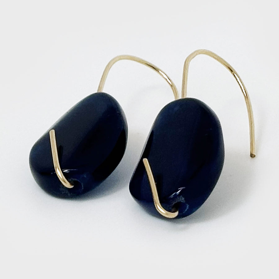 Midnight Blue| Gold Earrings