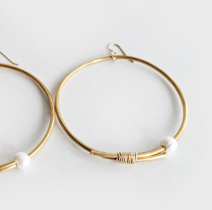 Zulu  | Pearl Hoop Earrings