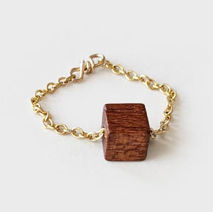 Chain | Wood Gold Rings